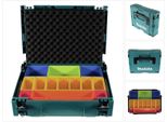 Makita Makpac 1 Valigetta Sistema + Inserto Scatola Con Scatole Colorate P-83652 + Inserto Coperchio In Schiuma