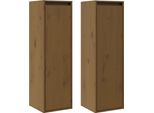 Vidaxl Armadi A Muro 2 Pz. Marrone Miele 30X30X100 Cm In Legno Massiccio Di Pino