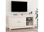 The Living Store Mobile Tv Bianco 103X36,5X52 Cm In Legno Di Pino Massiccio