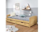 The Living Store Letto Da Giorno Con 2 Cassetti Irun 90X200 Cm In Legno Di Pino Massiccio