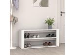 The Living Store Portascarpe Bianco 100X35X45 Cm Materiale A Base Di Legno