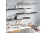 The Living Store Mensole Sospese 4 Pz. Grigio Lucido 120X23,5X3,8 Cm Mdf