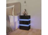 The Living Store Comodino A Led Nero Lucido 45X35X67 Cm Materiale Legno