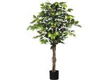 Pianta Artificiale Ficus Benjamini 120 Cm Con 630 Foglie In Vaso A Stelo Naturale 14,5X12,5 Cm