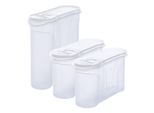 Novaliv Barattoli Sfusi Sparset Di 3 Barattoli Per Spolverare 2,4L + 1,3L + 1,3L Barattoli Con Coperchio Per Muesli Farina Zucchero Barattoli Organizzatore Per La Cucina Scatola Per La Preparazione Dei Pasti Scatole Di Stoccaggio Per La Cucina