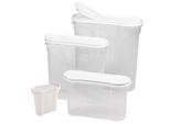 Novaliv Barattoli Sfusi Set Di 4 1X Saliera Più 3X Barattoli Per Spolverare 4L + 2,4L + 1,3L Barattolo Con Coperchio Per Muesli Farina Zucchero Barattoli Organizzatore Cucina Scatola Cibo Preparazione Pasti Scatola Di Stoccaggio