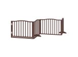 Vidaxl Cancelletto Per Cani 4 Pezzi Con Porta Pieghevole In Rovere Marrone 320 Cm In Legno Di Pioppo