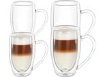 Bicchieri Wilmax A Doppia Parete, Set Di 4, 2X 500 Ml E 2X 400 Ml, WL-888742/A2+WL-888741/A2