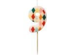 Candela Compleanno Numero 9 Rombi Colore 5,5Cm - Partydeco