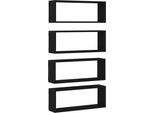 Vidaxl Mensole A Muro Con Ripiano 4 Pezzi Look Rovere Nero 60 X 15 X 23 Cm
