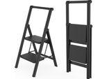 Sessamen-Lp Scala A Gradini In Alluminio 2 Gradini Scala Pieghevole Sgabello Antiscivolo Scala A Gradini Scala Domestica (Con Corrimano)