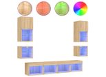 Syfax™ Mobili Tv A Muro Con Led 8Pz Rovere Sonoma Legno Multistrato