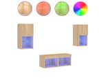 Syfax™ Mobili Tv A Muro 4Pz Con Luci Led Rovere Sonoma