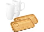 Set Da Tavola Wilmax 2 Piatti In Bambù E Tazze In Porcellana WL-771126/A2-WL-993093/A2