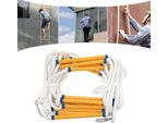 Scala Di Fuga - Scala Di Salvataggio In Corda - 6 M - Con Moschettoni - Portata 200 Kg - Diametro Corda 18 Mm - Larghezza 28 Cm - Bianco Puro