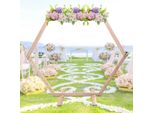 Arco Nuziale In Legno - Arco Esagonale - Cerimonia - Supporto Per Arco Di Palloncini - Sfondo Fotografico - Arco Da Giardino - Bianco
