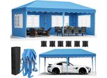 Tenda Gazebo Per Feste - Gazebo Pieghevole - 3 X 6 M - Struttura In Alluminio - Hdpe Con Rivestimento Inpoliuretano- Impermeabile - Blu