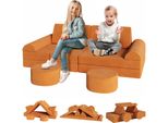 Divano Modulare Per Bambini - Divano Da Gioco/Divano Componibile In Schiuma - Trasformabile - Cuscini A Terra - Per Bambini - 143X45X70 Cm - Arancione