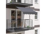 Tenda Da Sole Per Balcone - Tenda Da Sole Estraibile A Manovella Manuale 250 X 120 Cm - Fissaggio A Morsetto Senza Foratura - Uv 50+ - Tela Rivestita Inpoliuretano- Telaio In Alluminio - Grigio Scuro