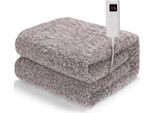 Coperta Elettrica - Coperta Elettrica - 130X180 Cm - Look Pelle D'agnello - 9 Livelli Di Riscaldamento - Timer 1-5 Ore - Spegnimento Automatico - Spina Ue - Grigio Scuro