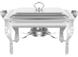 Scaldavivande Chafing Dish - Contenitore Rettangolare Da 6 Litri - Acciaio Inossidabile - Per Catering E Buffet - Argento