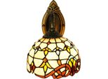 Stile Tiffany - Lampada Da Parete - Stile Vintage Vittoriano - Cupola In Vetro Colorato - Per Il Bagno - E27 6-10 W Led - 220 V 50 Hz - Lampadina Non Inclusa - Beige