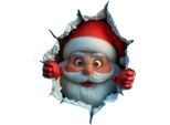 Inf Set Di 2 Adesivi Decorativi Natalizi In Pvc Babbo Natale "Sfondamento"""
