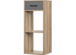 Libreria Scaffale Verticale - Scaffale A Cubo - 3 Livelli Scomparti Aperti - 1 Cassetto In Tessuto - A Libera Installazione - 32,4 X 80 X 30 Cm - Rovere Chiaro