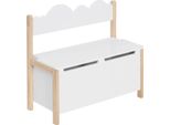 Panca Per Bambini - Panca Portaoggetti Con Schienale - 60 X 25,5 X 55 Cm - Portagiochi - E1 Mdf & Pino - Fino A 50 Kg - Da 3 Anni - Bianco Avorio