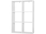 Libreria E Divisorio - 3 Livelli - 6 Scomparti - 71 X 106 X 29 Cm - Legno Mdf - Indipendente - Bianco
