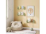 Mensola Da Parete Per La Camera Dei Bambini - Set Di 3 Mensole Galleggianti - Dimensioni 45×12,5×23 Cm - Legno - Contenitore Per Libri - Necessario Il Montaggio - Verde Chiaro
