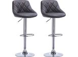 Sgabello Da Bar Di Design - Grigio - Velluto - Ergonomico - Regolabile - Altezza Seduta 60-82Cm - Set Di 2