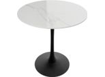 Tavolo Da Bar Rotondo Con Bordo A Bullone - 78 Cm - Pietra E Metallo Sinterizzato - Tavolo Da Bistrot E Da Cucina - Moderno E Robusto