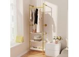 Appendiabiti - Appendiabiti Da Parete - Altezza 178 Cm - 3 Ripiani - Ferro - 2 Ganci - Design Industriale - Oro
