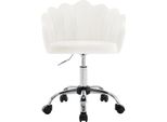 Sedia Da Scrivania Ergonomica In Velluto - Sedia Da Ufficio Girevole - Regolabile In Altezza - Ruote - Braccioli - Seduta 41 X 37,5 Cm - Portata 150 Kg - Schienale A Conchiglia - Avorio