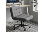Sedia Da Ufficio - Sedia Girevole - Seduta Ampia Per Sedersi A Gambe Incrociate - Con Braccioli - Girevole - Con Rotelle - Rivestimento In Lino - Grigio