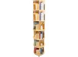 Libreria In Legno - Libreria Girevole - 6 Livelli - Girabile A 360° - Cilindrica - Ø 45 Cm - 50 Kg Per Livello - Pino E Faggio