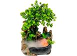 Fontana Da Interno - Fontana Da Tavolo Cascata Roccia Paesaggio - Luce Led - Umidificatore - Resina - Misura M - 220 V - Cachi Scuro