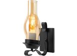 Applique Rustica Retrò - Lampada Da Parete E27 - Ferro - 220 V Ca - Non Dimmerabile - Senza Lampadina - Nero