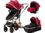 Passeggino Bolt Edge 3 In 1 - Carrozzina, Passeggino E Passeggino Da Viaggio - Pieghevole - Rosso
