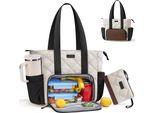 Borsa Porta Pranzo Per Donna, Borsa Per Laptop (Fino A 15,6 Pollici) Con Scomparto Porta Pranzo Isolato E Portabevande, Borsa Porta Pranzo Leggera Per Viaggi E Ufficio, Marrone