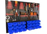 Botle® Parete Portautensili Parete Forata In Metallo, Contenitori Impilabili + Scaffale A Muro + Portautensili Set Da 51 Pezzi, Contenitore Per Minuteria, Officina A Muro Con 24 Contenitori Impilabili Blu In 2 Misure, Scaffale Sospeso Scaffale Divisorio