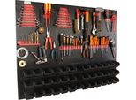 Botle® Parete Portautensili Parete Forata In Metallo, Contenitori Impilabili + Scaffale A Muro + Portautensili Set Da 63 Pezzi, Contenitore Per Minuteria, Officina A Muro Con 36 Contenitori Impilabili Neri, Scaffale Sospeso Scaffale Di Smistamento
