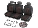 1+2 Coprisedili In Ecopelle Per Vw Transporter T5 (2003-2015) Nero/Cuciture Rosse