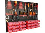 Botle® Parete Portautensili Parete Forata In Metallo, Contenitori Impilabili + Scaffale A Muro + Portautensili Set Da 57 Pezzi, Contenitore Per Minuteria, Officina A Muro Con 30 Contenitori Impilabili, Scaffale Sospeso Scaffale Di Smistamento