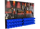Botle® Parete Portautensili Parete Forata In Metallo, Contenitori Impilabili + Scaffale A Muro + Portautensili Set Da 63 Pezzi, Contenitore Per Minuteria, Officina A Muro Con 36 Contenitori Blu Impilabili, Scaffale Sospeso Scaffale Di Smistamento