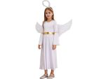 Costume Da Angelo Per Bambina Taglia 116 Cm – Abito Da Angelo Natalizio Con Ali E Aureola Per Halloween, Carnevale E Feste Di Fine Anno