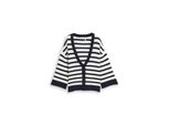 Tom Tailor Damen Loose Fit Cardigan Mit Streifenmuster, Blau, Gestreift, Gr. M