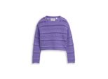 Tom Tailor MäDchen Cropped Strickpullover Mit Streifenmuster, Lila, Uni, Gr. 164