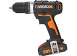 Akku-Schlagbohrschrauber Worx "WX370", Bunt (Schwarz, Orange), B:5,1Mm H:21,7Mm L:22,3Mm, Bohrmaschinen, 2-Gang-Getriebe, Bohrstufe + Schlagfunktion, Inkl. 2 Akkus & LadegeräT